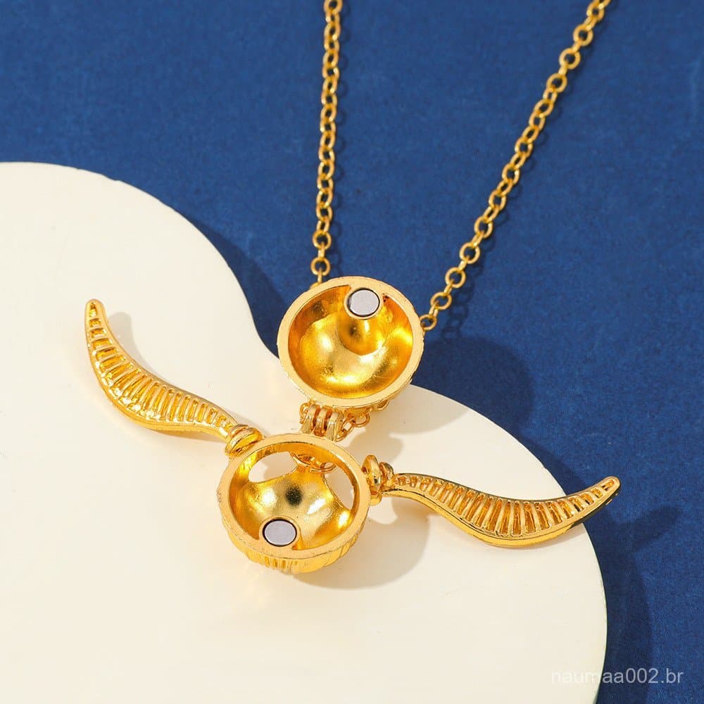 Colar de Ouro para Mulheres, Luxo Leve, Mercadoria da Moda Niche Cool Harry Potter, Gargantilha Subcultura Snitch Abertu