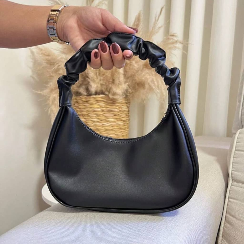 Bolsa de Ombro Feminina Transversal Meia Lua Enrugada Pequena de mao skaybag de festa