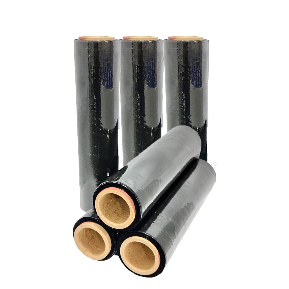 kit 6 bobinas filme stretch preto 500x25 2,0kg plastico estiravel paletizacao e privacidade de carga