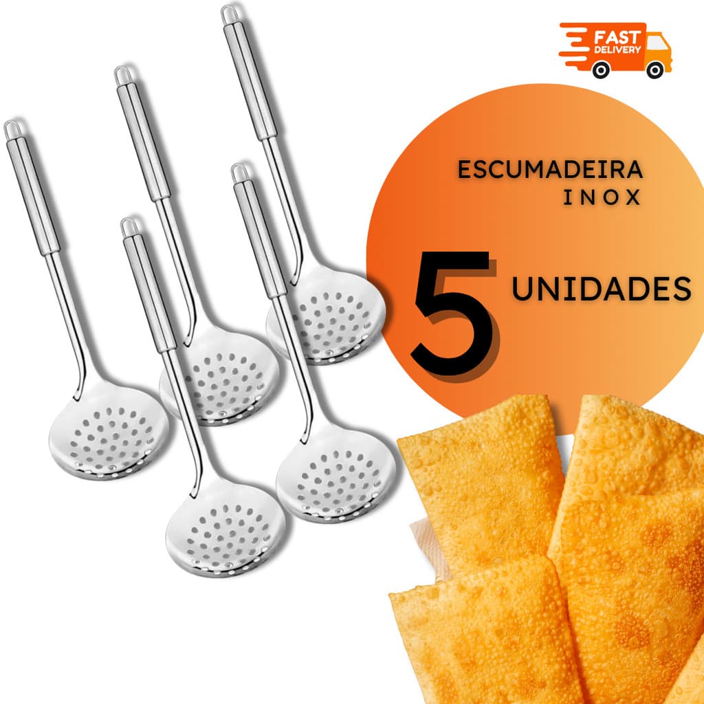Jogo de Escumadeira Inox Escumadeiras Restaurante Buffet Casa Cozinha