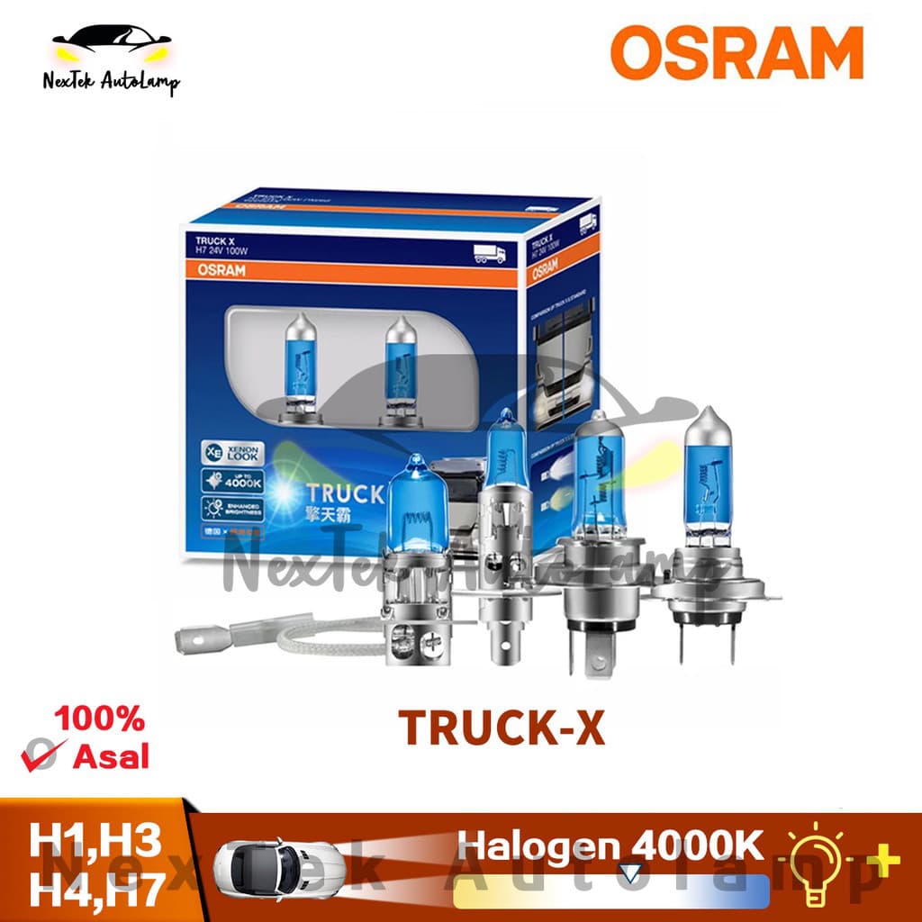 OSRAM TruckX H1 H3 H4 H7 24V 100W 4000K Luz Branca Quente De Alta Potência Para Carro Halogênio Caminhão Farol Lâmpadas