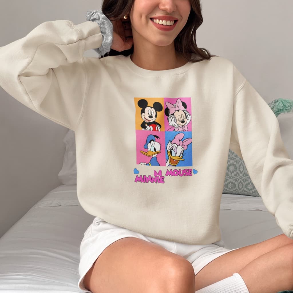 Moletom Suéter Feminino Flanelado Personalizado Turma do Mickey, Minnie Mouse, Pato Donald