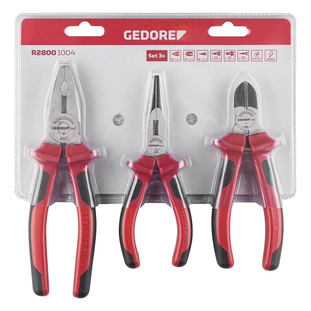 Jogo de Alicate com 3 Pecas Bico, Corte e Universal Gedore Red R28001004