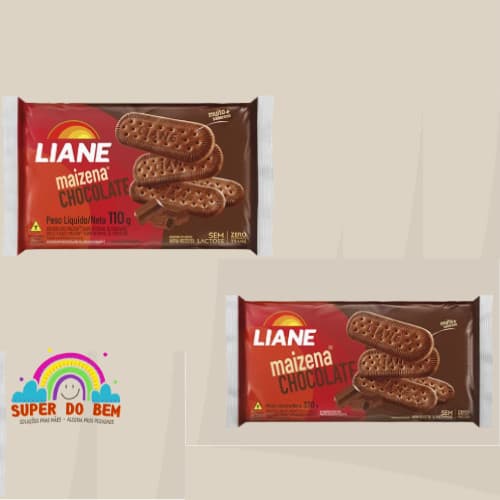 Biscoito Maizena Chocolate Liane Zero Lactose 110g | 330g | Bolacha Maizena Chocolate | Vegano