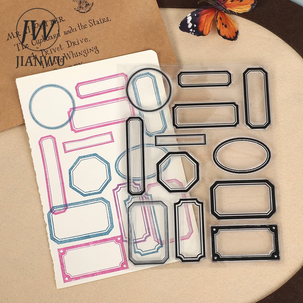 JIANWU Etiqueta De Borda Oca Vintage , Material De Paisagem , Colagem , Carimbo De Silicone Transparente , Criativo , Fa
