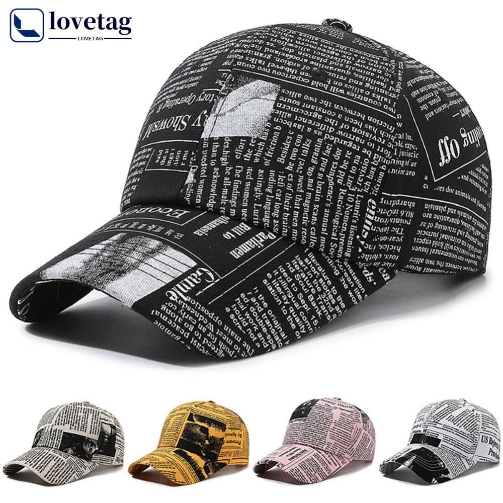 LOVETAG Jornal Padrão Personalidade Grafite Boné De Baseball Moda Street Hip Hop Pato Outdoor Sports Visor Proteção Sola
