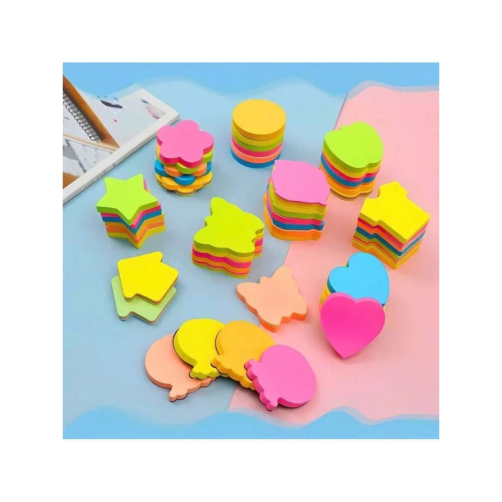 Kit Bloco de notas Recadinho Autoadesivo Divertido 7x7 Neon Sortido