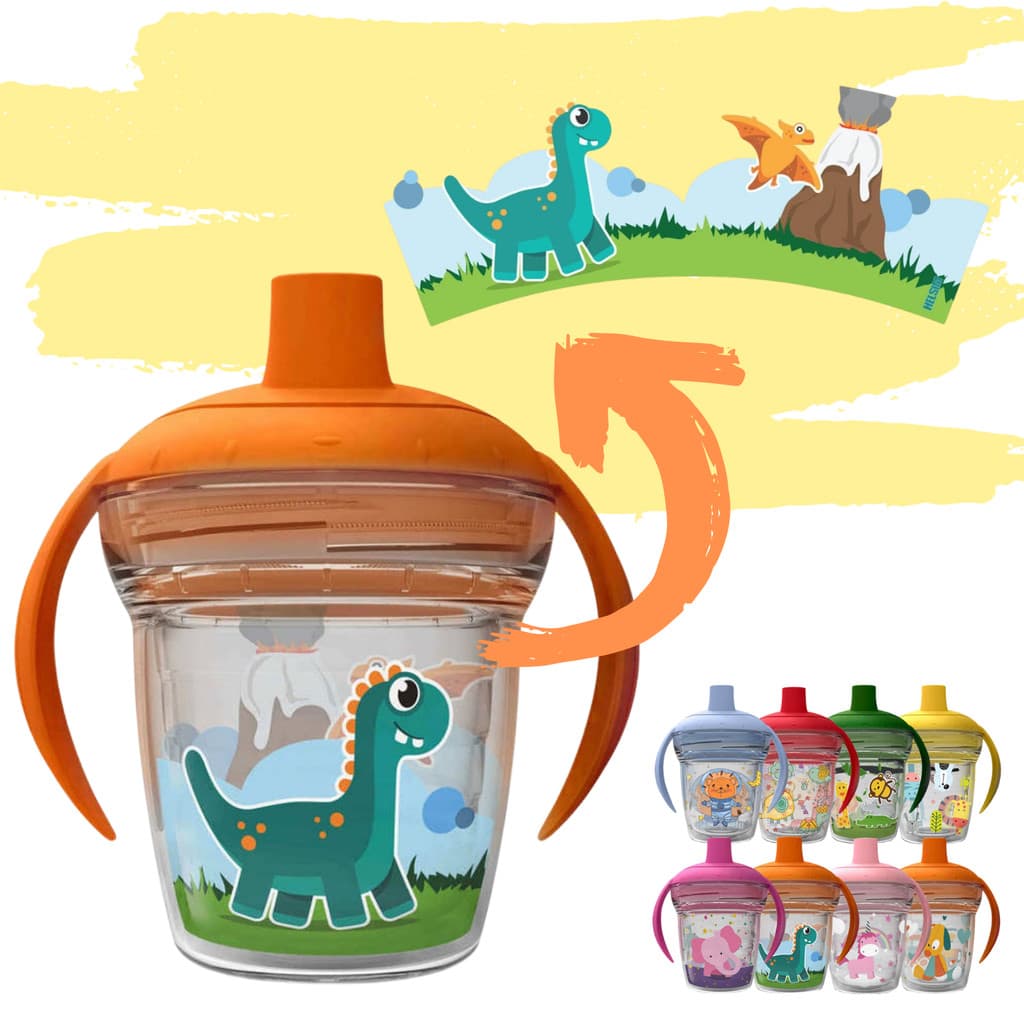 Copo Infantil De Transição Dinossauros 170 Ml Antivazamento