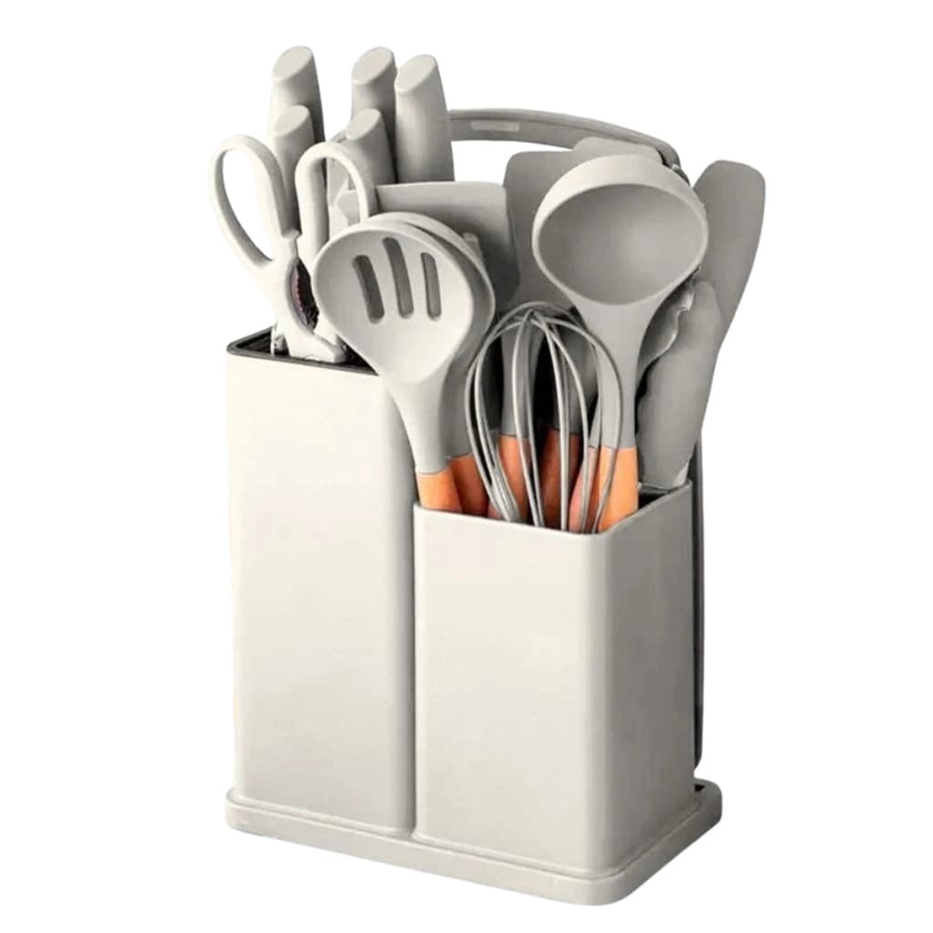 BEGE - 19 peças - Conjunto de Utensílios de Cozinha Completo