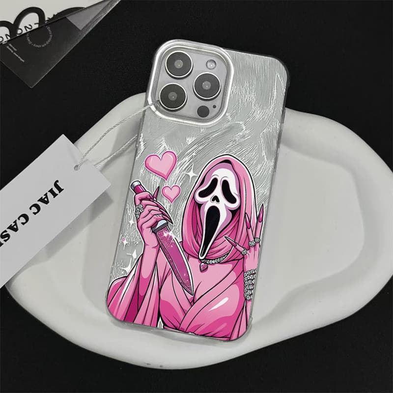 Capinha Ceifador rosa iPhone 16 15 17 14 13 12 11 Pro Max iPhone 7 8 plus Anti-impacto Capa