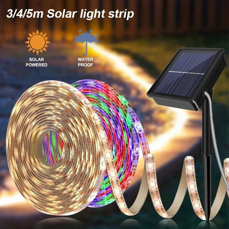 3M/5M Tira Led Solar Decoração Do Jardim Luzes Da Corda Flexível Rua Guirlanda À Prova Dwaterproof Água Natal Lâmpada