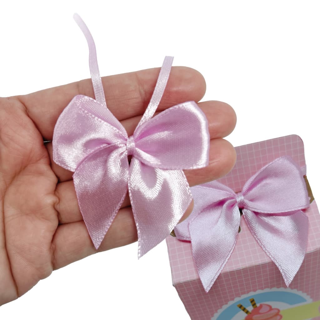 Laço de Cetim Rosa BB COM FITA PRA AMARRAR - 20 Unidades ideal para Presentes Lembrancinhas