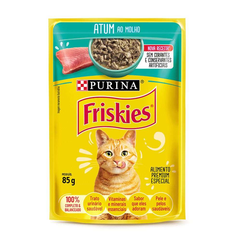 Ração Úmida Sachê Friskies Gatos Adultos Atum Ao Molho 85g