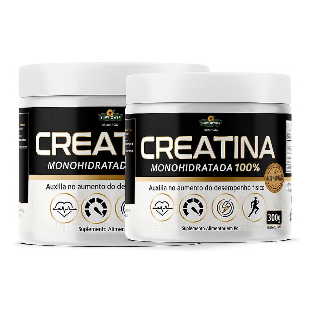 Creatina Monohidratada 100% Pura Em Pó Suplemento 300g Kit 2 Natural