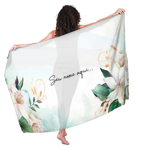 Canga Saida de Praia com nome personalizado 90x140cm