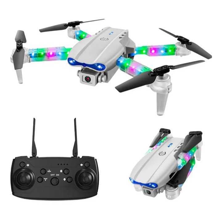 Drone E99D MAX Câmera Dupla HD WiFi FPV Dobrável Com LED Controle 2.4GHz Alcance 100m Case Transporte e Rotores Reserva
