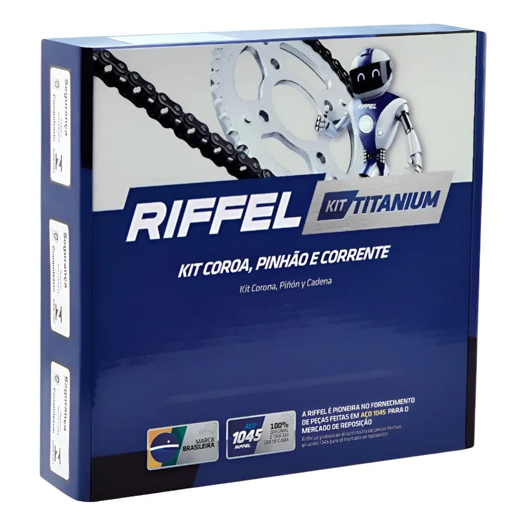 Kit de relação Titan Fan 160 Riffel corrente, coroa e pinhão