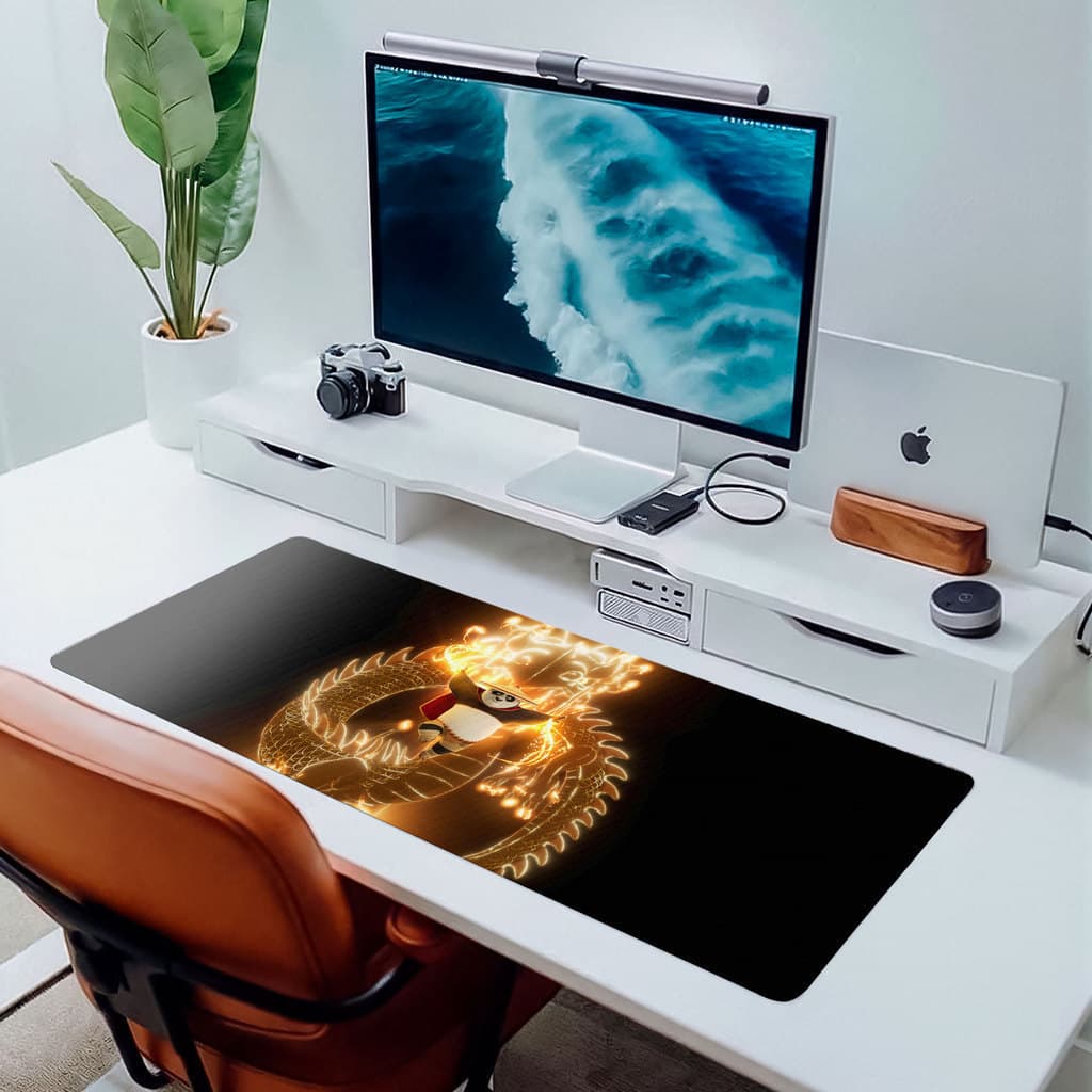 MousePad Grande 80x30 Dragão Guerreiro Kung Fu Panda Gamer Mouse Pad Grande Setup Premium XL