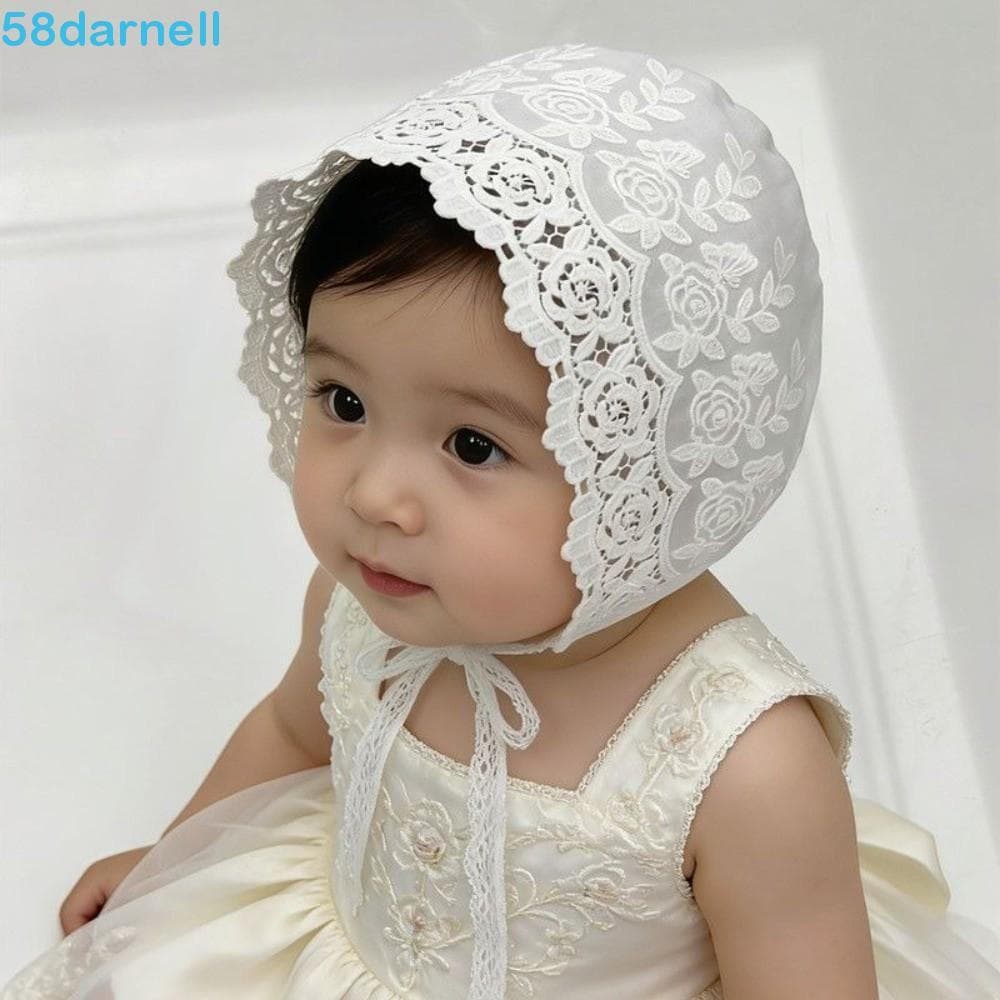 Chapéu De Sol De Verão DARNELL , Renda Floral De Princesa Para Bebê , Boné Branco Bordado Respirável Recém-Nascidos