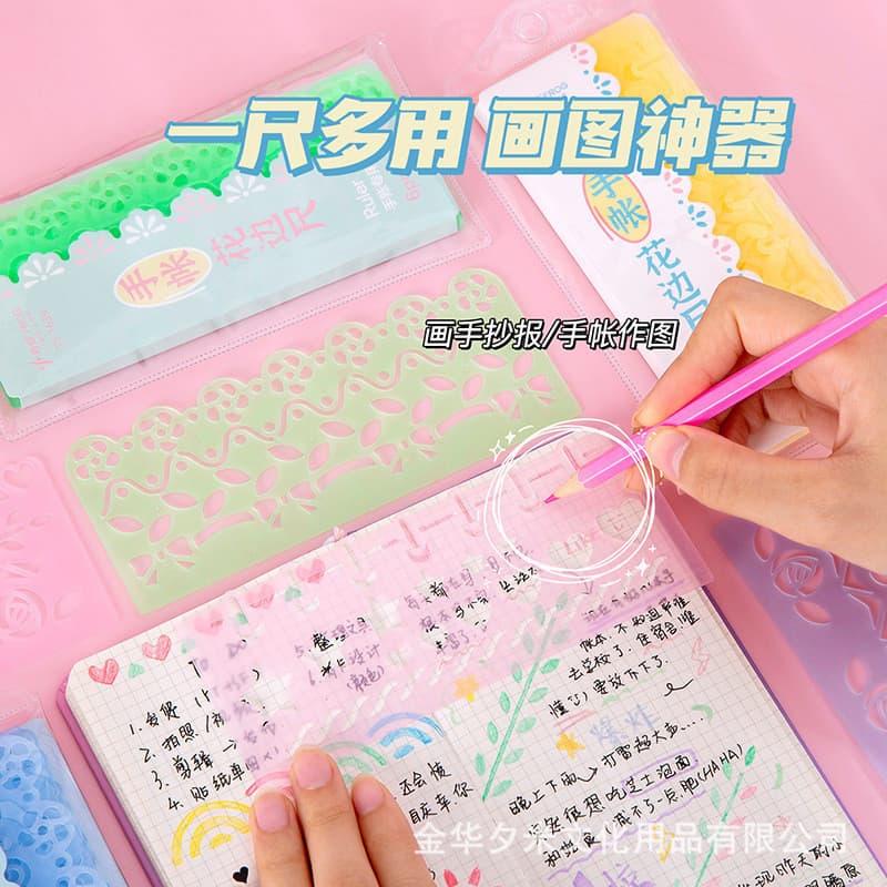 Manual de alto valor Régua de renda Estudante Multifuncional Cópia à mão Jornal Caleidoscópio Régua Pintura Régua Modelo