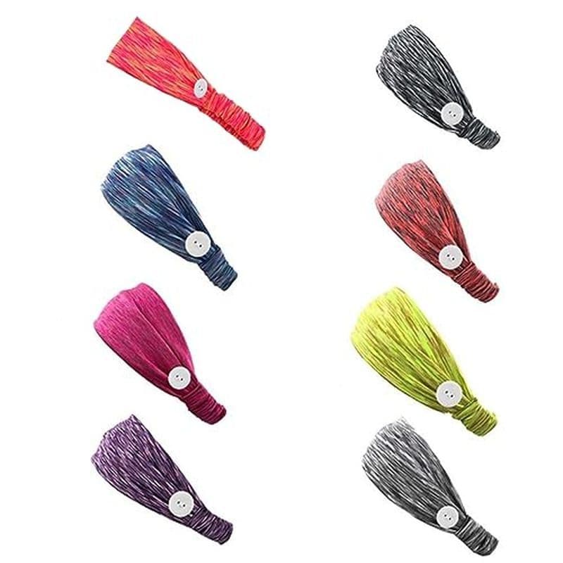 FRCOLOR Fitness Headbands Para Mulheres Elástico Stretch Máscara Botão Anti-Estrangulamento Tiara Yoga Esportes Cor Alea