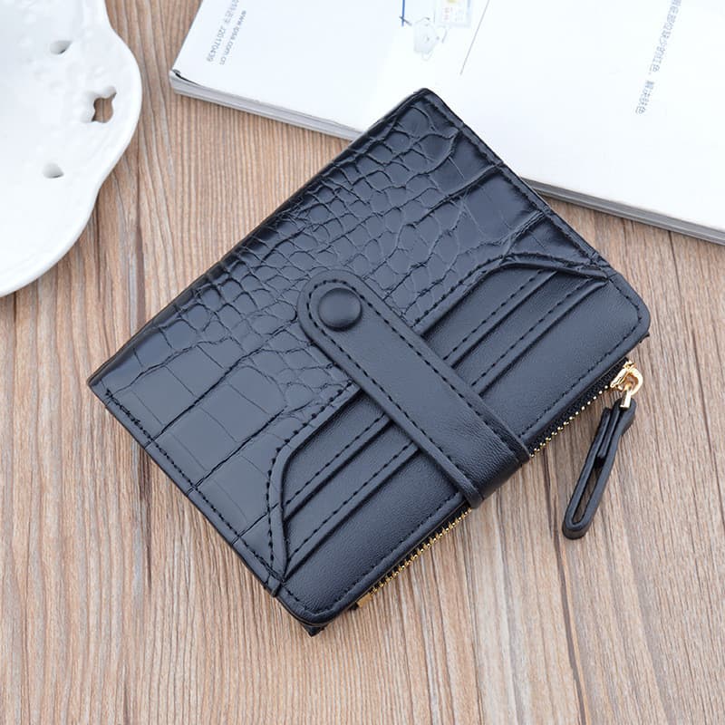 ManYiDi Carteira Feminina Carteira Curta Feminina Carteira Pequena Moda Crocodilo Padrão Zíper Fivela Carteira Bolsa de