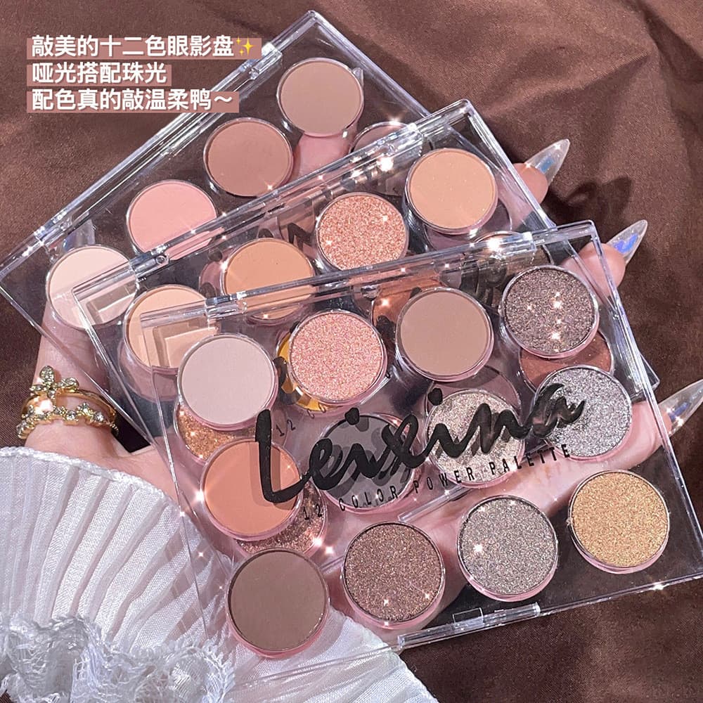 Paleta de sombras mágicas transparentes de 12 cores peroladas foscas leite chá terra cor de alta aparência estudante de