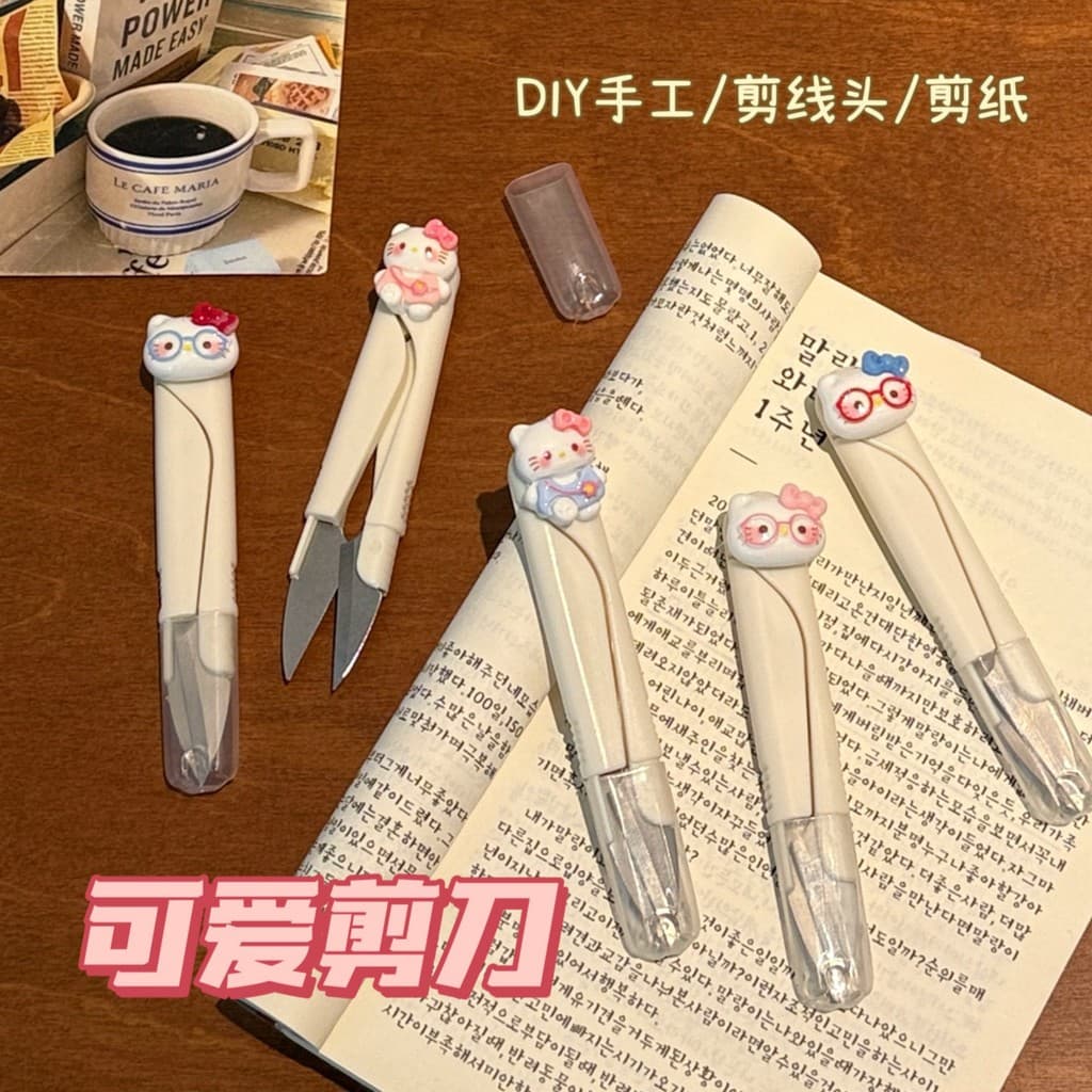 Yiwu pequeno presente bonito tipo gato de aço inoxidável costura doméstica artesanal pequena tesoura cabeça redonda port