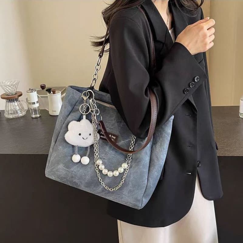 Bolsa Tote de grande capacidade feminina primavera outono novo estilo moda All-Match bolsa de ombro estudante classe Com