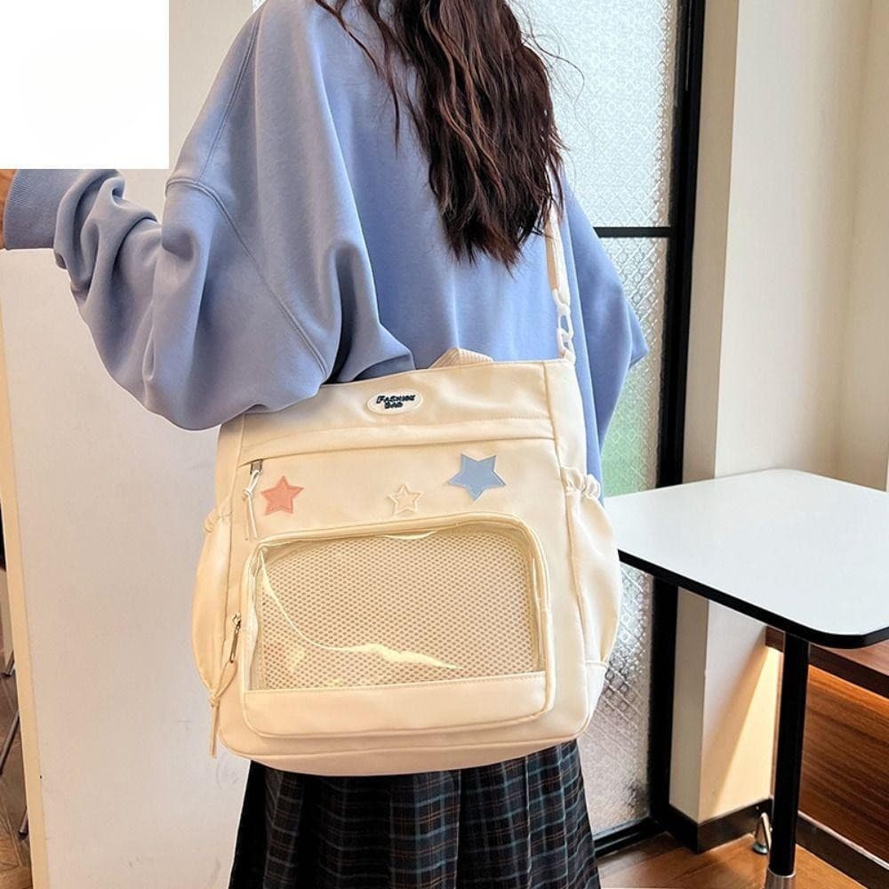 KIDST Star Ita Bolsa Japonesa Exclusiva JK Bolsa Alça de Ombro Exibição Monocromática Bolsa Feminina de Nylo