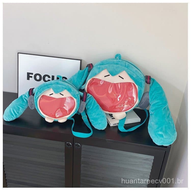 Bolsa feminina oblíqua fofa nova bolsa Bilibili Future Hatsune Miku bolsa de ombro dos desenhos animados fone de ouvido