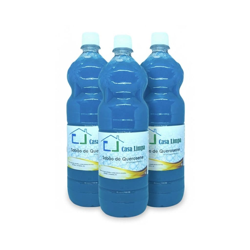 KIT 3 SABÃO COM QUEROSENE 1L Casa Limpa Limpeza Pesada Pisos Azulejos Afasta Insetos
