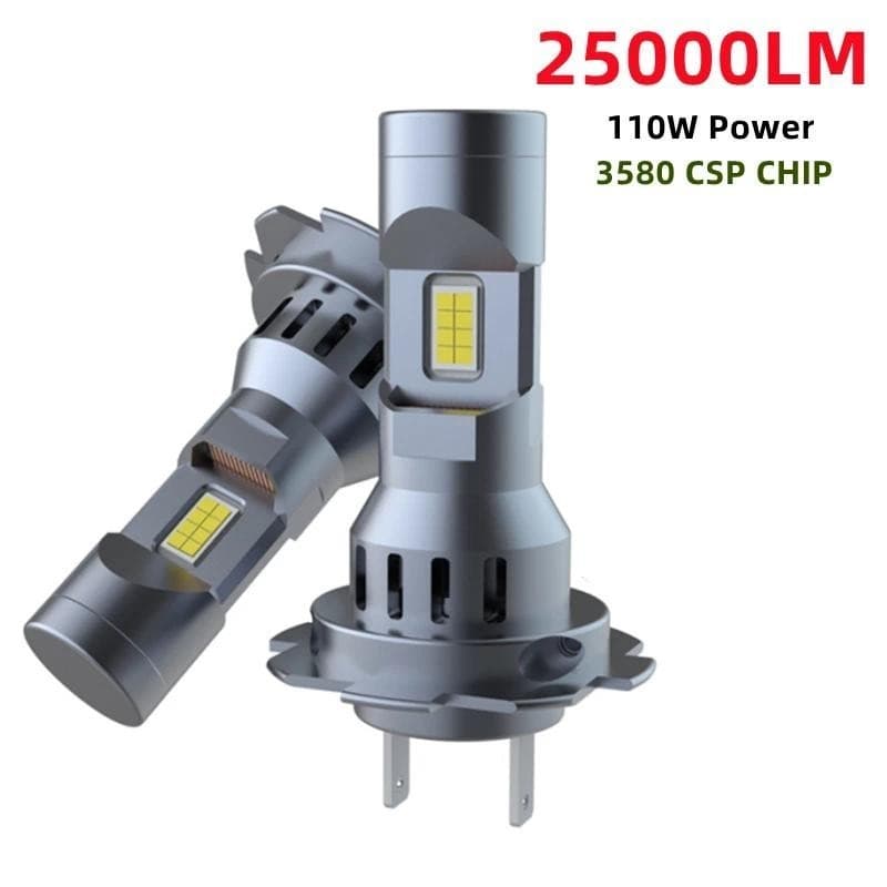 2 Pçs Turbo H7 LED CANBUS Luzes 25000Lm Mini Lâmpada De Cabeça 3580 CSP Carro Sem Fio Lâmpadas Farol Com Ventilador 6000