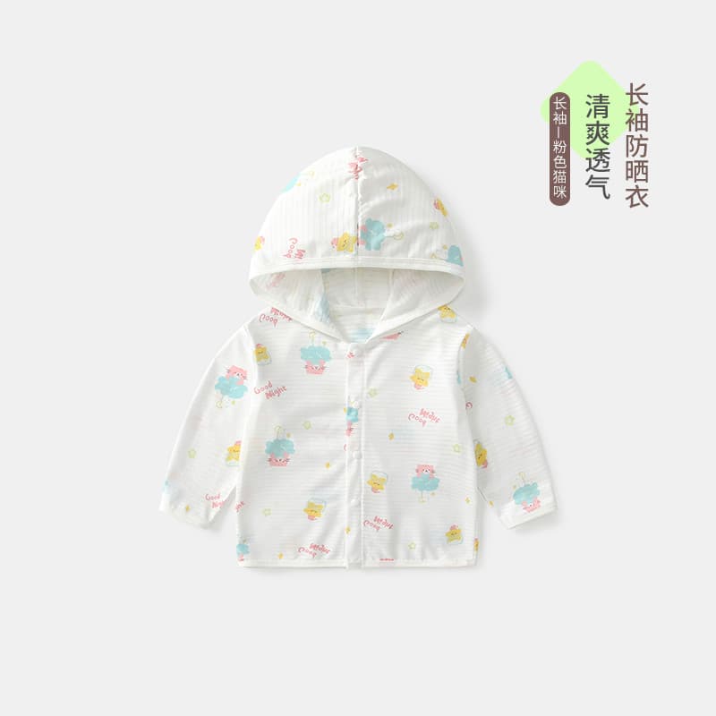 Bebê protetor solar roupas estilo fino verão ar condicionado roupas topo das mulheres dos homens bebê com capuz Outing C
