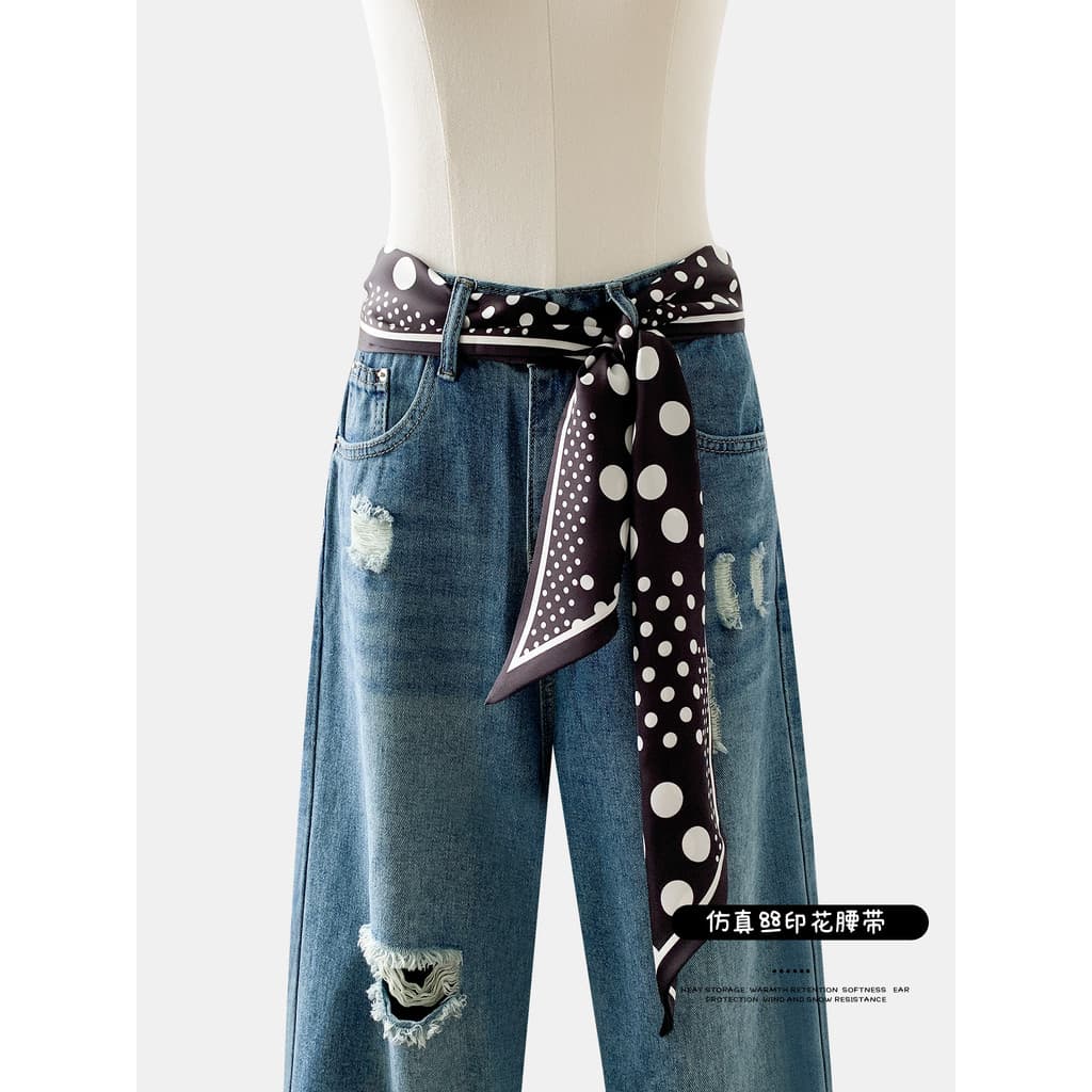 Simples bolinhas longo lenço de seda cinto senhoras decoração combinando saia cinta cintura corrente Jeans acessórios ci