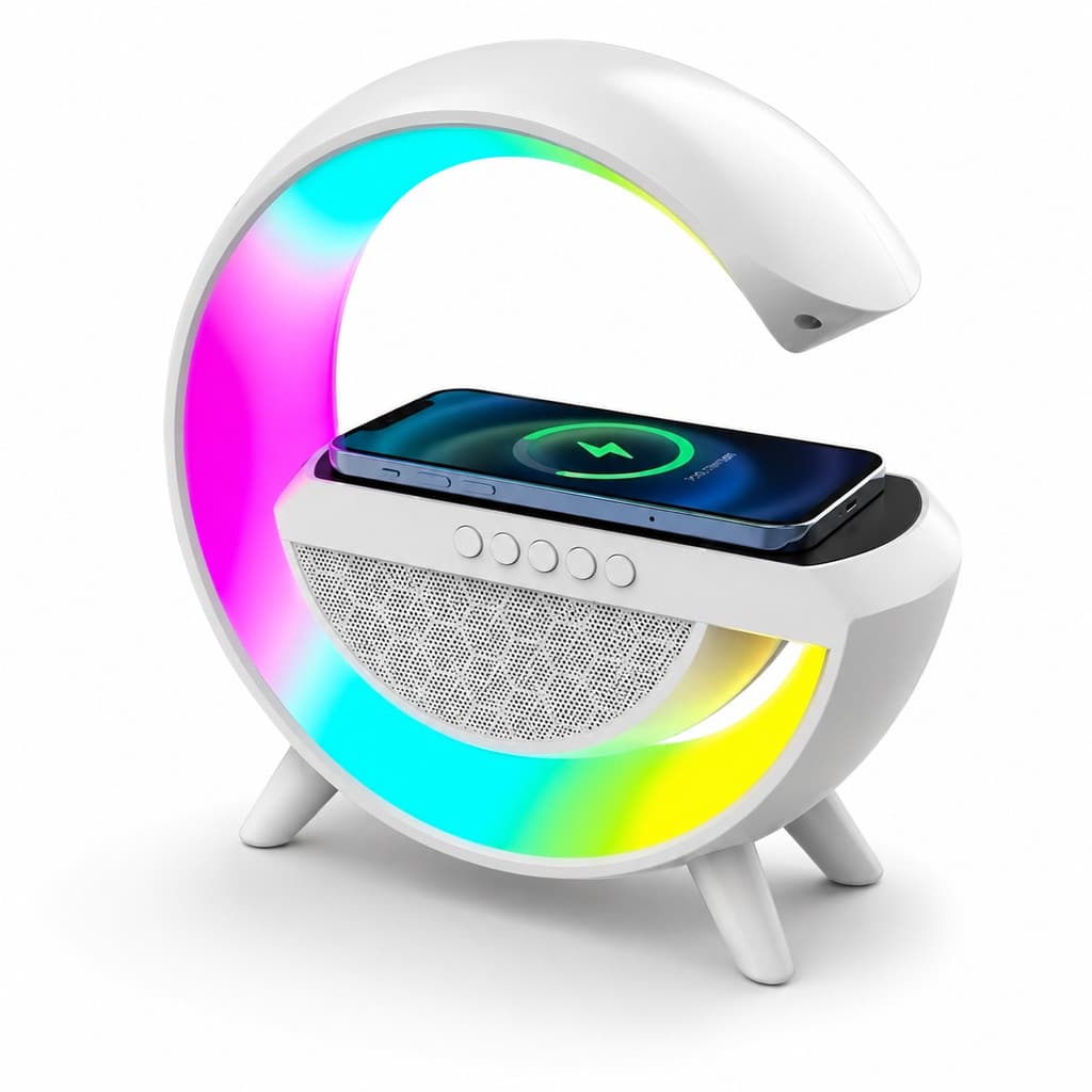 Caixa Som G Bluetooth Luminária Carregador G-Speaker LED RGB