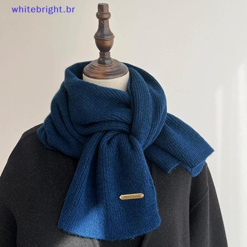WT Outono E Inverno Novo Lenço De Malha De Cor Sólida Para Mulheres High-end Thi Quente Versátil Simples Cachecol [BR]