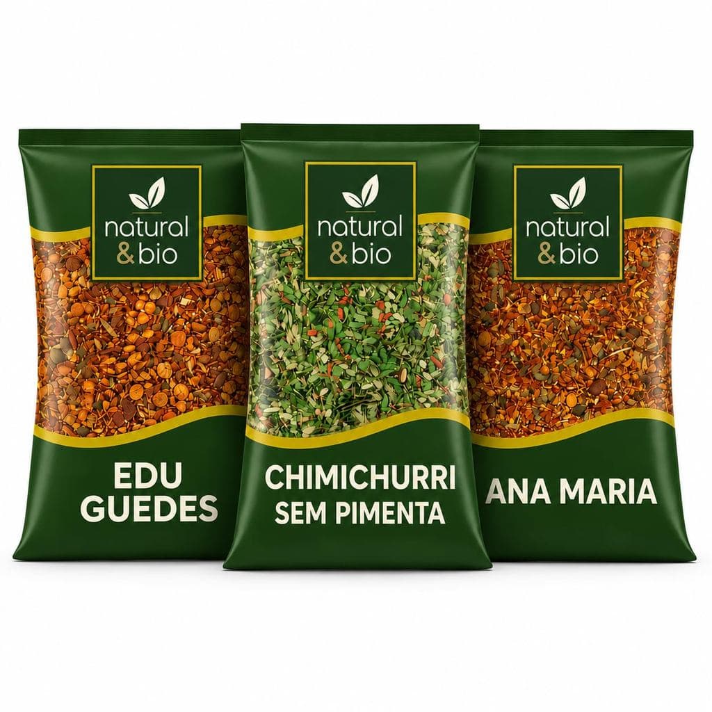 Kit 3 Temperos Naturais Edu Guedes, Chimichurri Sem Pimenta e Ana Maria para Cozinha, 200g Cada