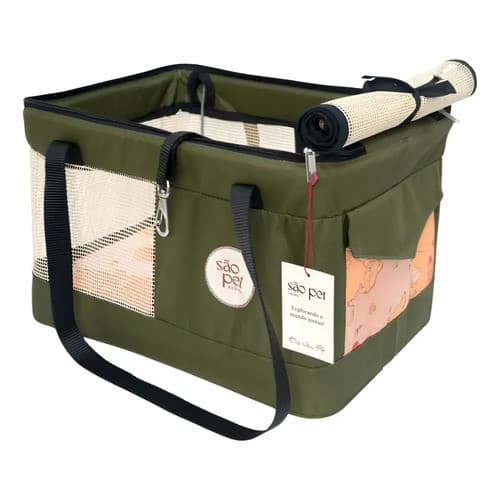 Bolsa Transporte Sao Pet Aerial Pet Cães Gatos Até 7kg Azul Verde