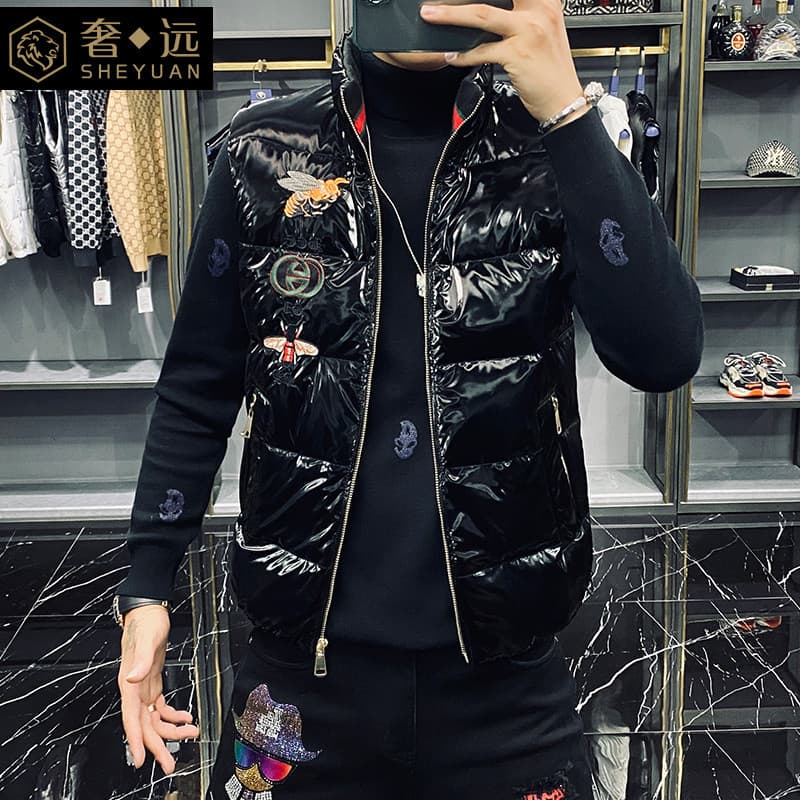Jaqueta brilhante colete masculino 2026 novo estilo colete masculino outono inverno jaqueta masculina Street Wear na mod