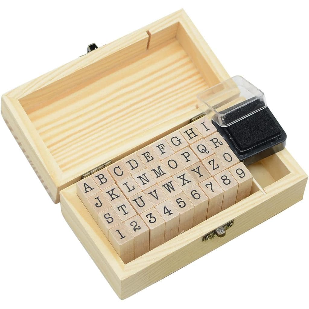 Pacote com 36 Carimbos de Borracha de Madeira com Letras e Números de 0,2 Polegadas para Artesanato DIY, Cartões e Álbun