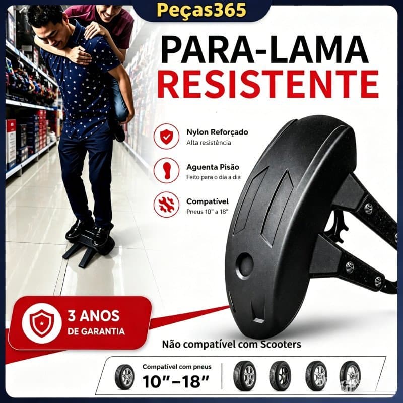 Para-Lama Traseiro Universal  Motocicleta PP Aço Ajustável 10-18" C/ Parafusos Anti-respingo
