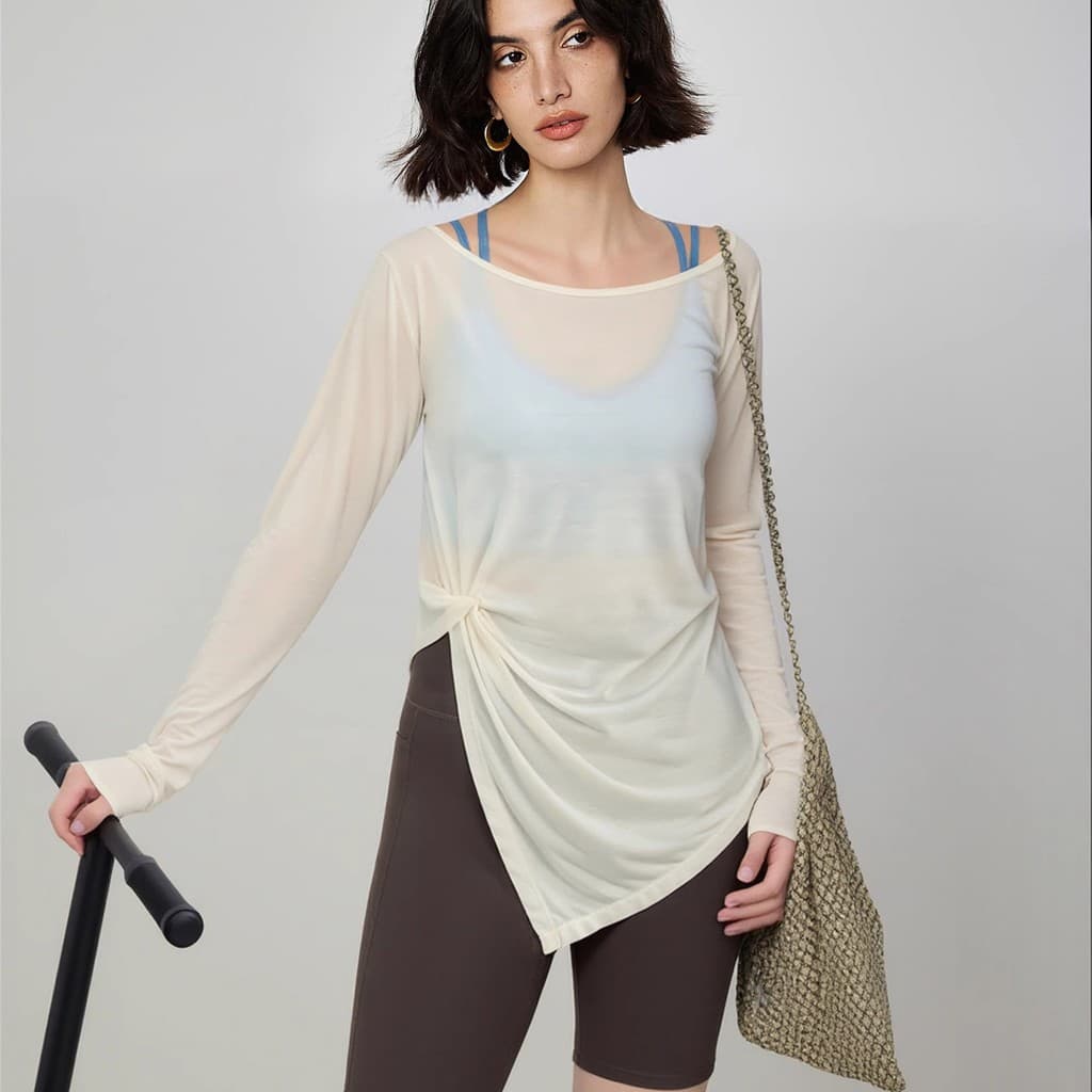 Blusa de ioga de exportação de comércio exterior solta Slim fit manga comprida corrida Pilates treinamento Fitness