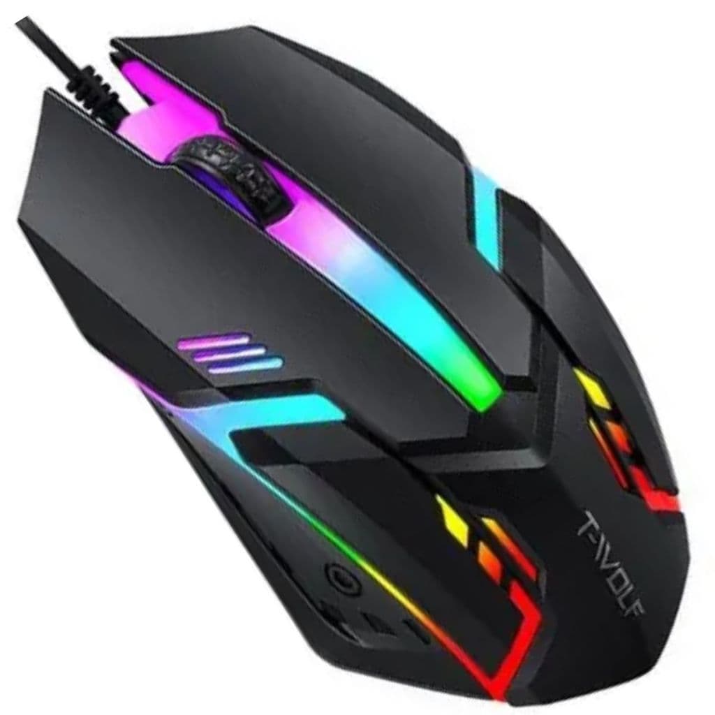 Mouse Gamer T-Wolf M20 3200dpi Rgb Laser Com Fio Preto Pc