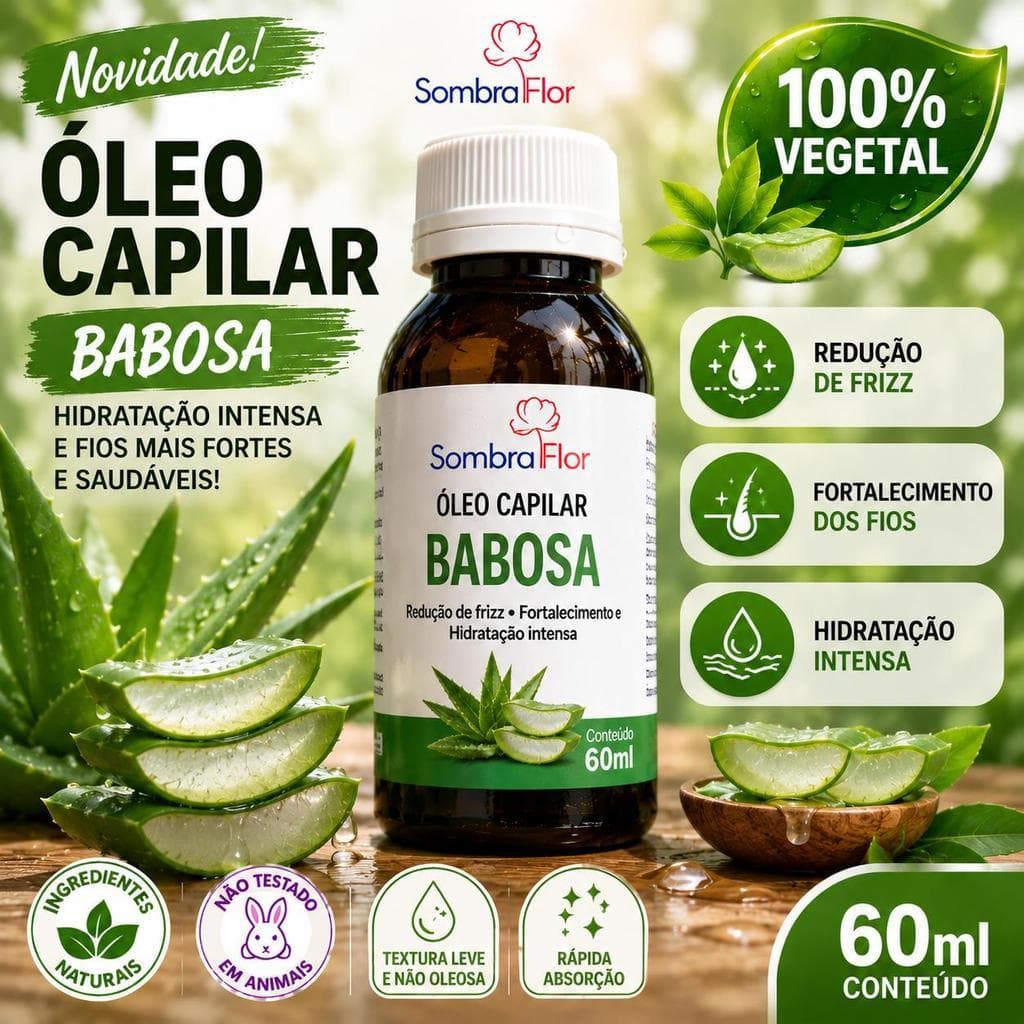 Óleo Capilar 60ml 100% Vegetal Nutrição Hidratação Brilho Fortalecimento Anti Frizz Crescimento Capilar