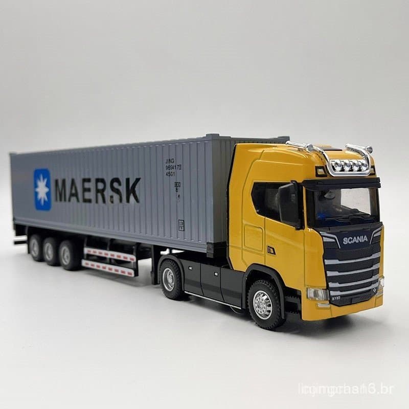 1 : 50 Modelo Diecast Truck Toy Scania S730 Trator Com Semi-Trailer Pull Back Sound Light Presentes Para Crianças