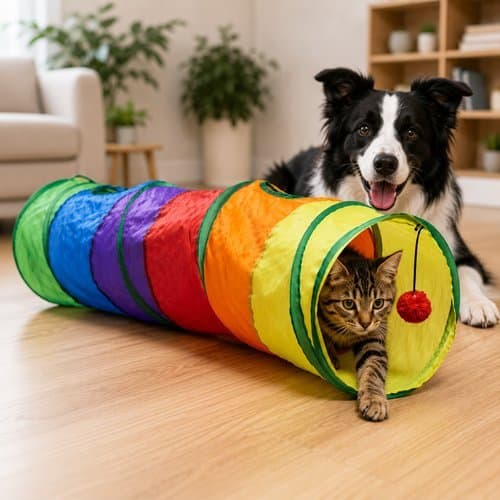 Tunel Pet Colorido 115m Divertido Estimulante Resistente Cães Gatos