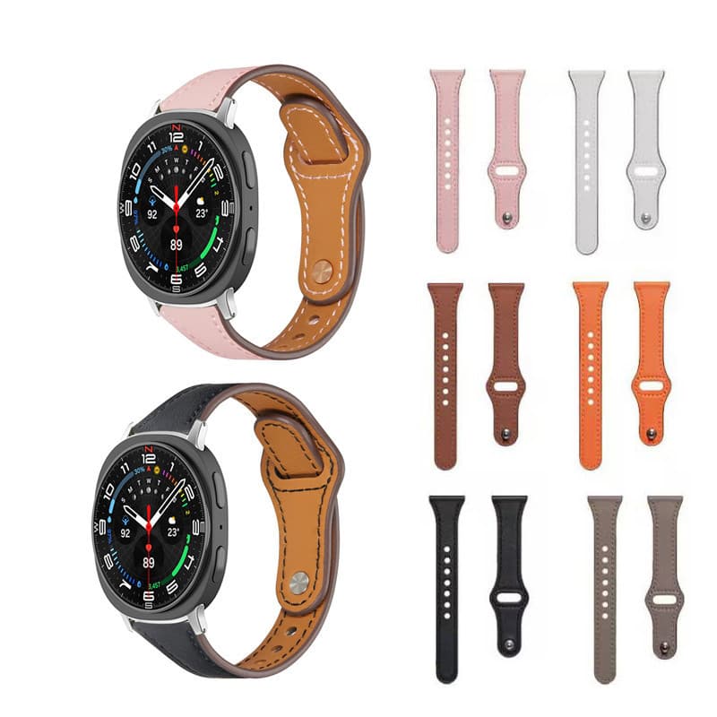 Para Samsung Galaxy Watch 8 Classic 46mm 44mm 40mm Pulseira De Couro