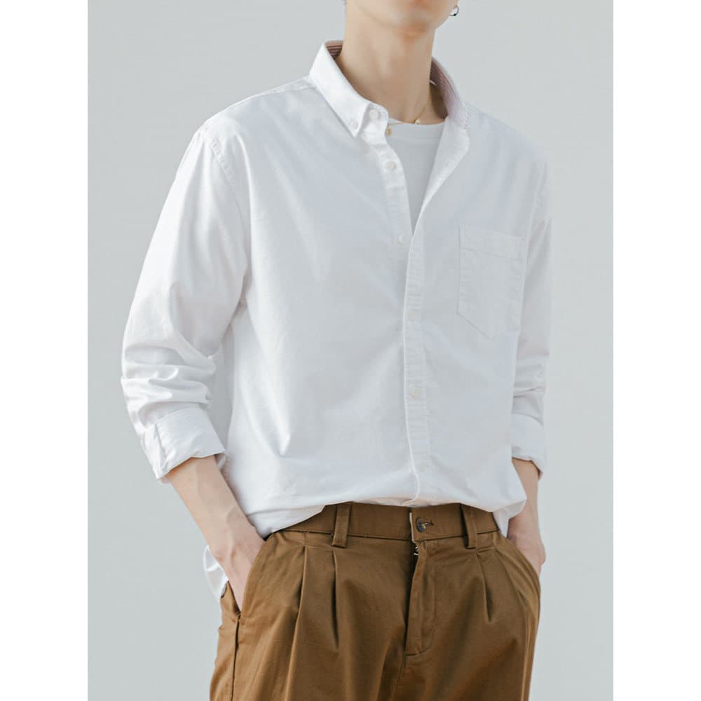 Outono roupas masculinas luz negócios puro algodão High-End camisa branca masculina de manga comprida camisa Casual japo