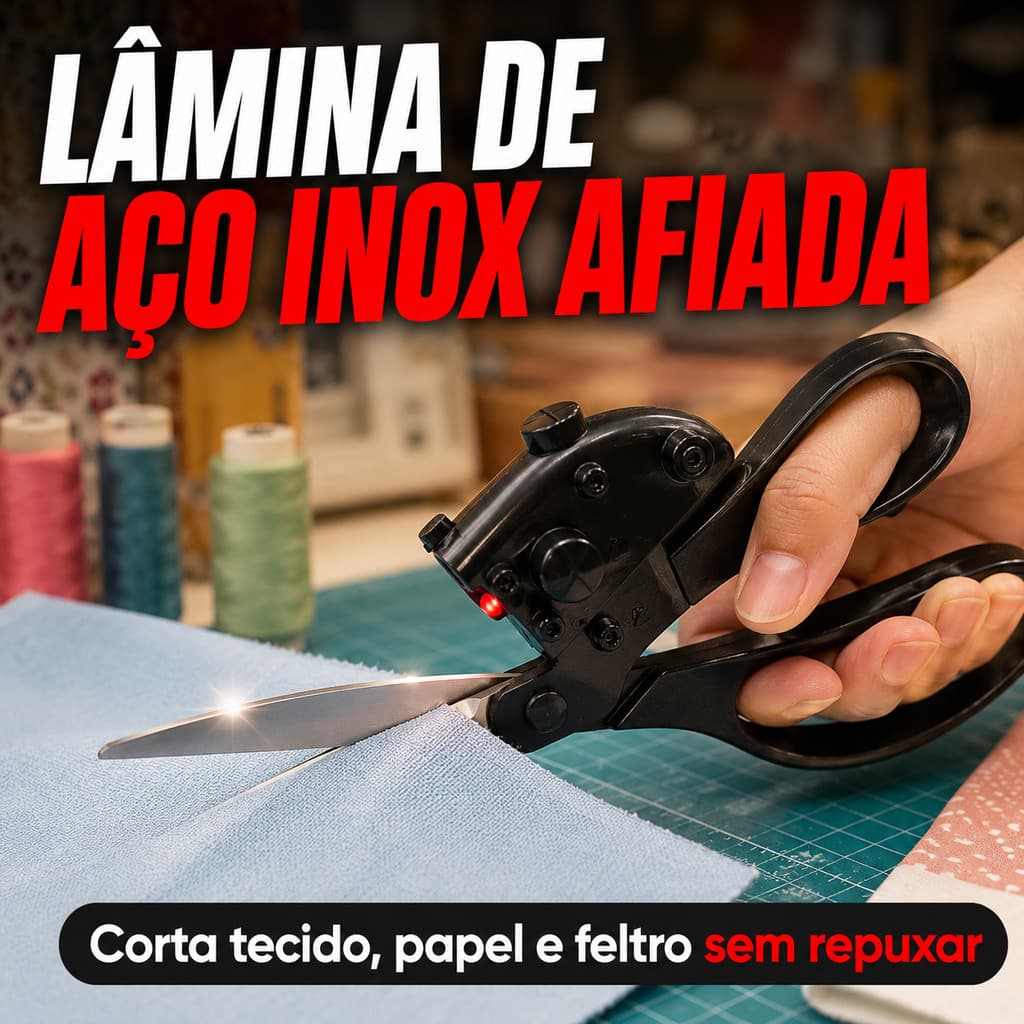Tesoura com Guia Laser Corte Preciso Reto Costura Patchwork Scrapbook Papel EVA Feltro Artesanato